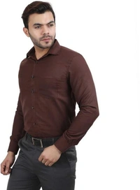 TRENDY STYLISH MEN'S POLYCOTTON FULL SLEEVES LOWEST PRICE FORMAL SHIRT - Brown, M