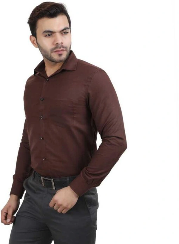 TRENDY STYLISH MEN'S POLYCOTTON FULL SLEEVES LOWEST PRICE FORMAL SHIRT - Brown, M