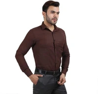TRENDY STYLISH MEN'S POLYCOTTON FULL SLEEVES LOWEST PRICE FORMAL SHIRT - Brown, M