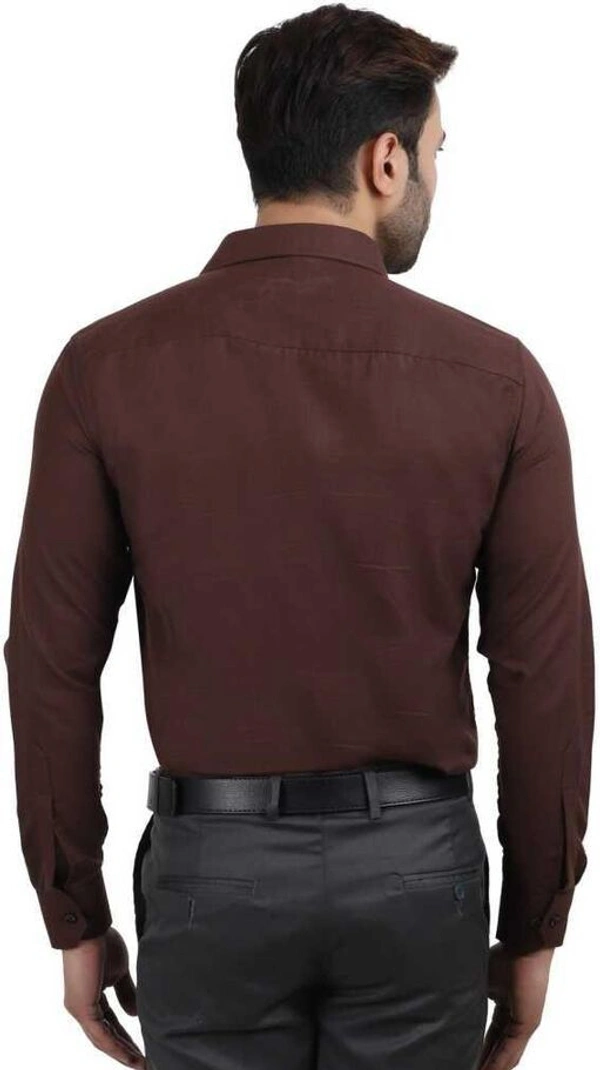TRENDY STYLISH MEN'S POLYCOTTON FULL SLEEVES LOWEST PRICE FORMAL SHIRT - Brown, M