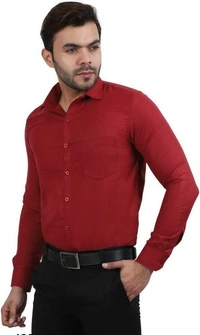 TRENDY STYLISH MEN'S POLYCOTTON FULL SLEEVES LOWEST PRICE FORMAL SHIRT - Red, XL