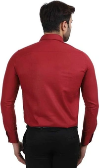 TRENDY STYLISH MEN'S POLYCOTTON FULL SLEEVES LOWEST PRICE FORMAL SHIRT - Red, M