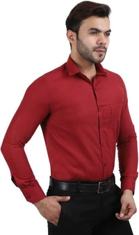 TRENDY STYLISH MEN'S POLYCOTTON FULL SLEEVES LOWEST PRICE FORMAL SHIRT - Red, M