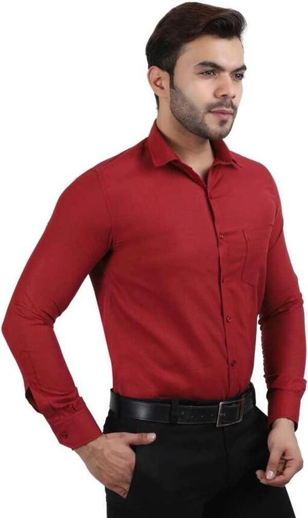 TRENDY STYLISH MEN'S POLYCOTTON FULL SLEEVES LOWEST PRICE FORMAL SHIRT - Red, M