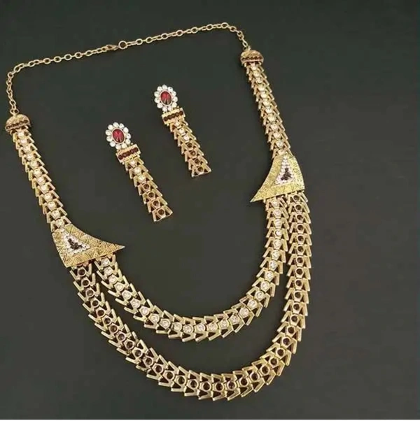 JewelMaze Stone Gold Plated Traditional Necklace Set - Free