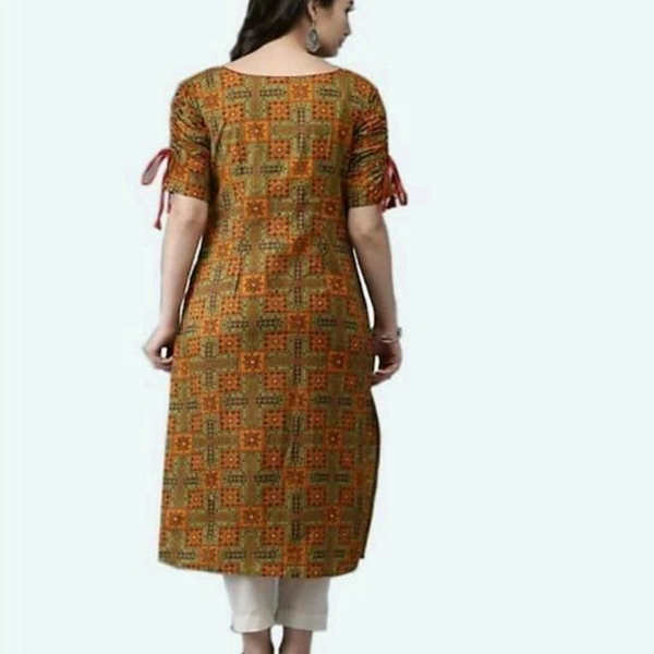 Women Kurta Sets Rayon Short Sleeves,Three-Quarter Sleeves - Bronze, L