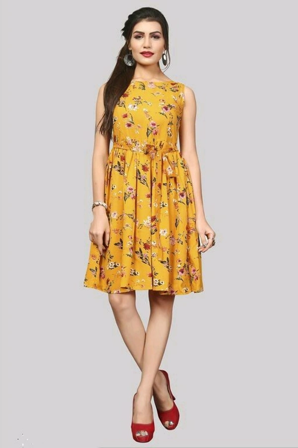 Trendy Fabulous Women Dresses Fabric Rayon - Yellow, M