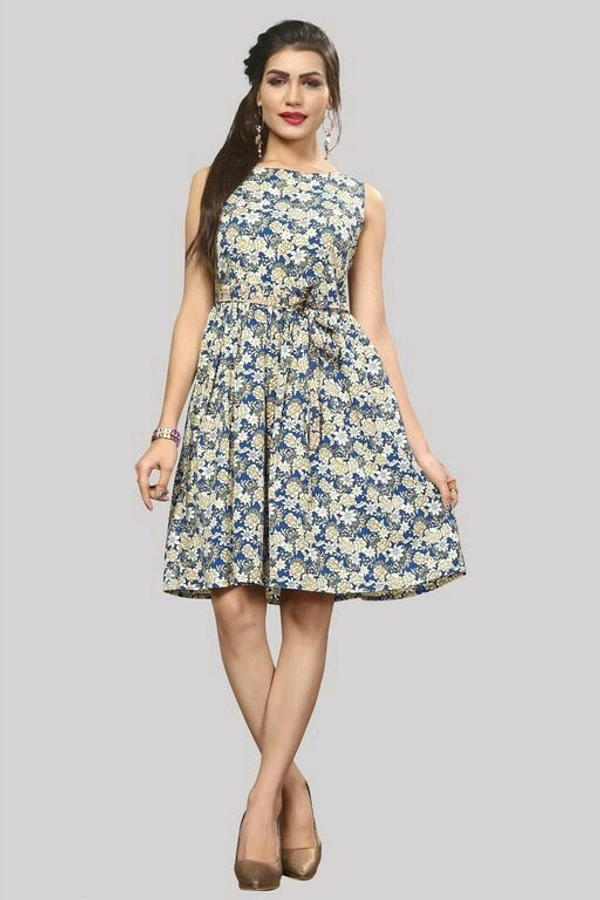 Women's Party Wear Multicolor Skater dress (Combo Pack Of 2 )Fabric Crepe - S (Bust Size: 36 in, Length Size: 37 in), Blue