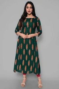 womens Rayon printed kurta - Green, M (Bust Size: 38 in, Size Length: 48 in)