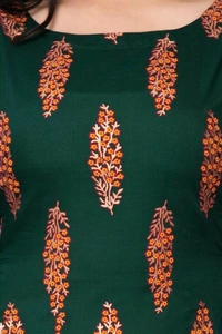 womens Rayon printed kurta - Green, M (Bust Size: 38 in, Size Length: 48 in)