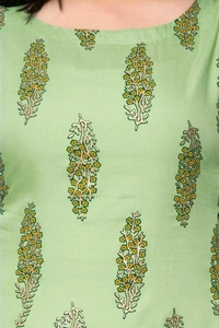 womens Rayon printed kurta - Light green, S (Bust Size: 36 in, Size Length: 48 in)