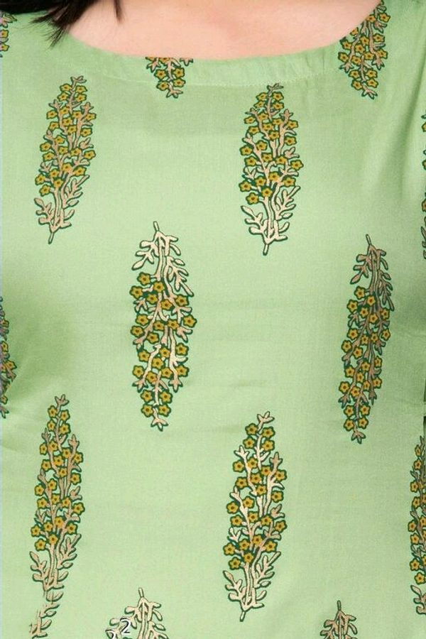 womens Rayon printed kurta - Light green, S (Bust Size: 36 in, Size Length: 48 in)
