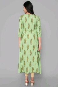 womens Rayon printed kurta - XL (Bust Size: 42 in, Size Length: 48 in), Light green