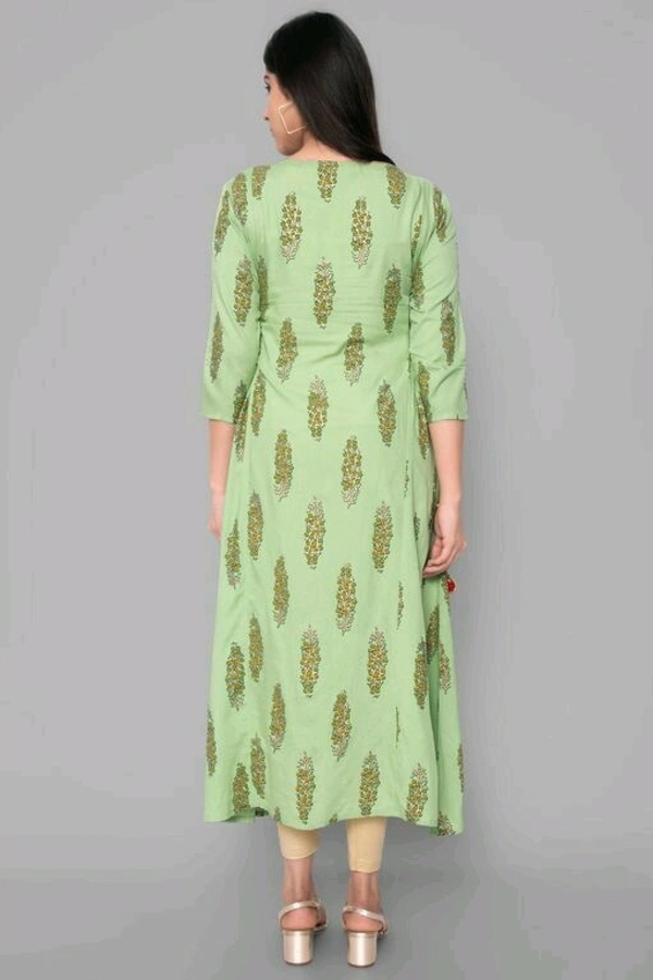 womens Rayon printed kurta - XL (Bust Size: 42 in, Size Length: 48 in), Light green