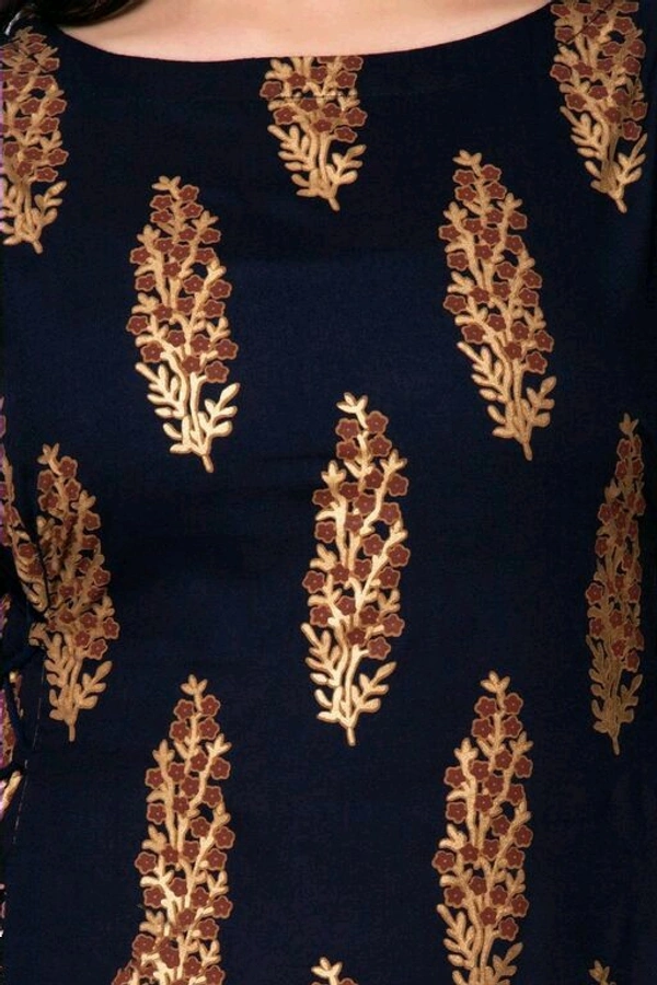 womens Rayon printed kurta - Black, S (Bust Size: 36 in, Size Length: 48 in)