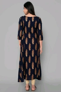 womens Rayon printed kurta - Black, XXL (Bust Size: 44 in, Size Length: 48 in)