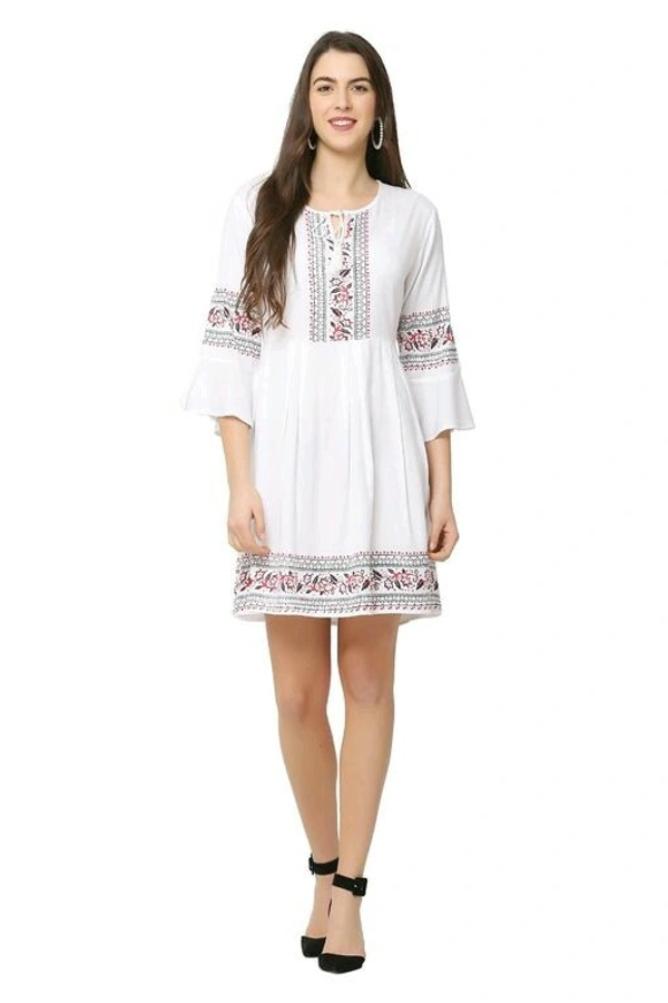 Classic Modern Women Dresses Rayon - White, L