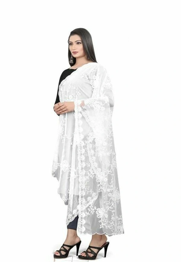 Embroidered Fancy Women DupattasFabric: Net - white, Free Size (Length Size: 2.25 m)