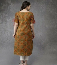 Cotton Women Kurta Sets Printed - Golden, L (Bust Size: 40 in, Shoulder Size: 15 in, Kurta Waist Size: 38 in, Kurta Hip Size: 42 in, Kurta Len