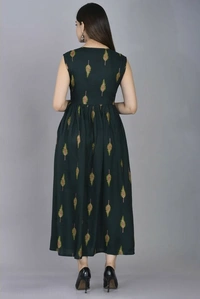 Women's Printed Rayon Anarkali Kurti Fabric Rayon - Green, XXL (Bust Size: 44 in)