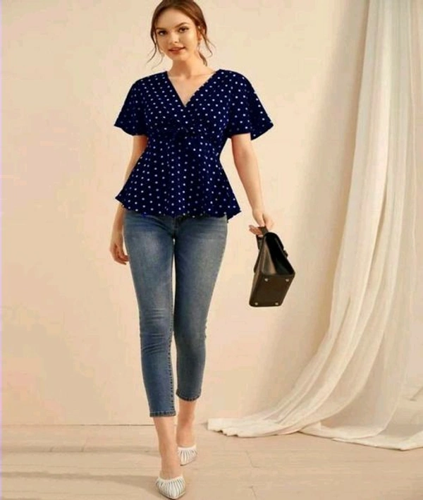 Women Tops & Tunics fabric Rayon Short Sleeves - XL (Bust Size: 42 in), Blue