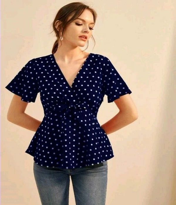 Women Tops & Tunics fabric Rayon Short Sleeves - XL (Bust Size: 42 in), Blue
