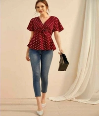 Women Tops & Tunics fabric Rayon Short Sleeves - XXL (Bust Size: 44 in), Blue