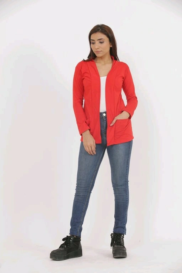Cotton Fabric Women Capes, Shrugs & Ponchos - XXL (Bust Size: 36 in, Length Size: 27 in), Red