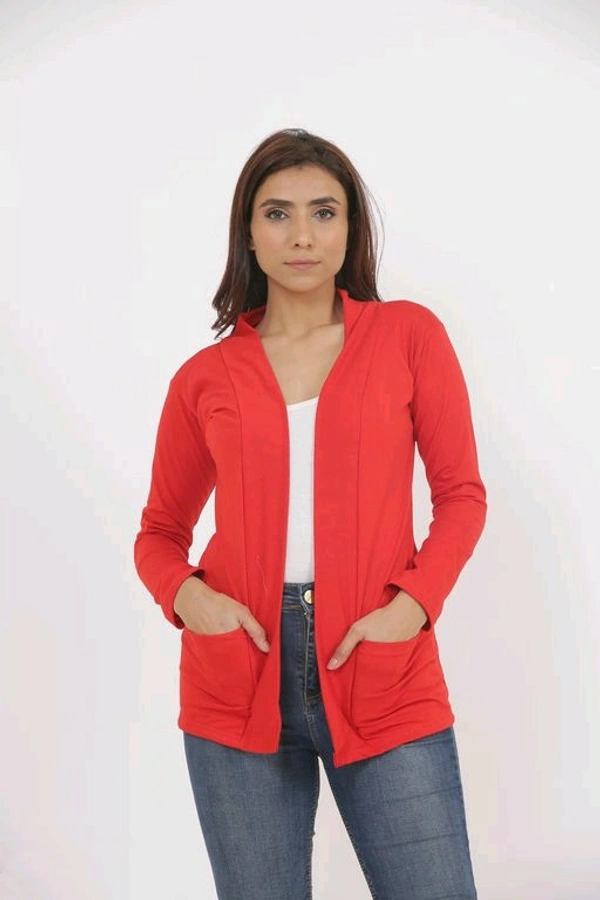 Cotton Fabric Women Capes, Shrugs & Ponchos - XXL (Bust Size: 36 in, Length Size: 27 in), Red