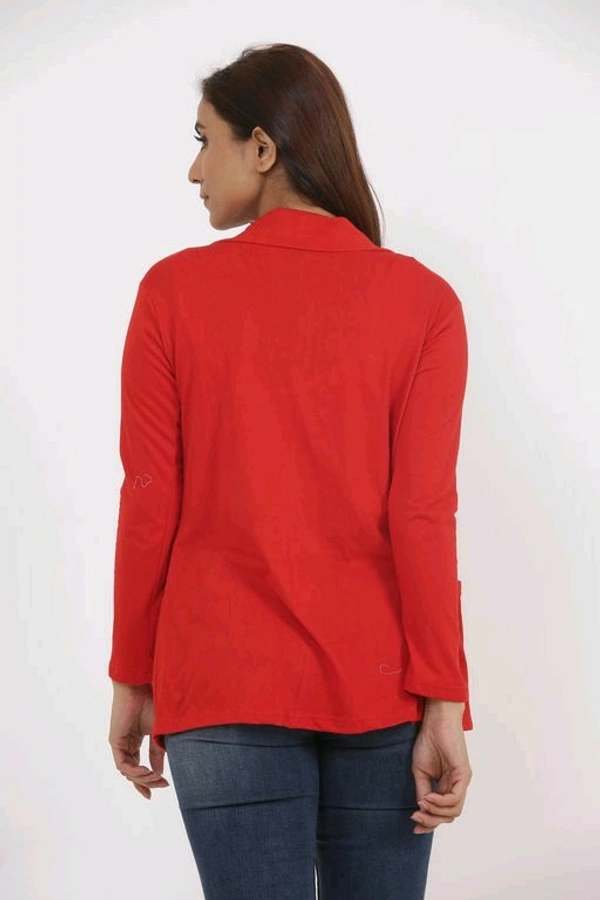 Cotton Fabric Women Capes, Shrugs & Ponchos - XXL (Bust Size: 36 in, Length Size: 27 in), Red