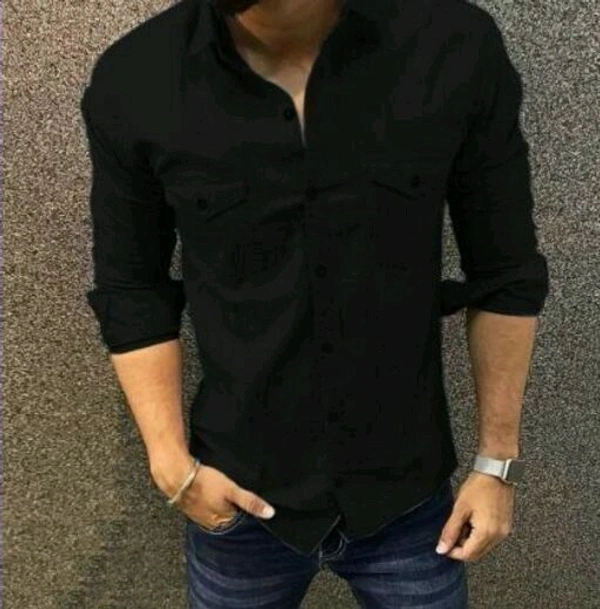 Trendy Fashionable Men Shirts Fabric Cotton Blend - Black, L (Chest Size: 40 in, Length Size: 29 in)