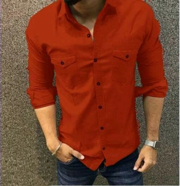 Trendy Fashionable Men Shirts Fabric Cotton Blend - Red, M (Chest Size: 38 in, Length Size: 28 in)