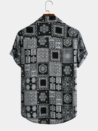 Stylish Fabulous Men Shirts Fabric Cotton BlendSleeve Length Short Sleeves Pattern Printed - Black B, L (Chest Size: 40 in, Length Size: 29 in)