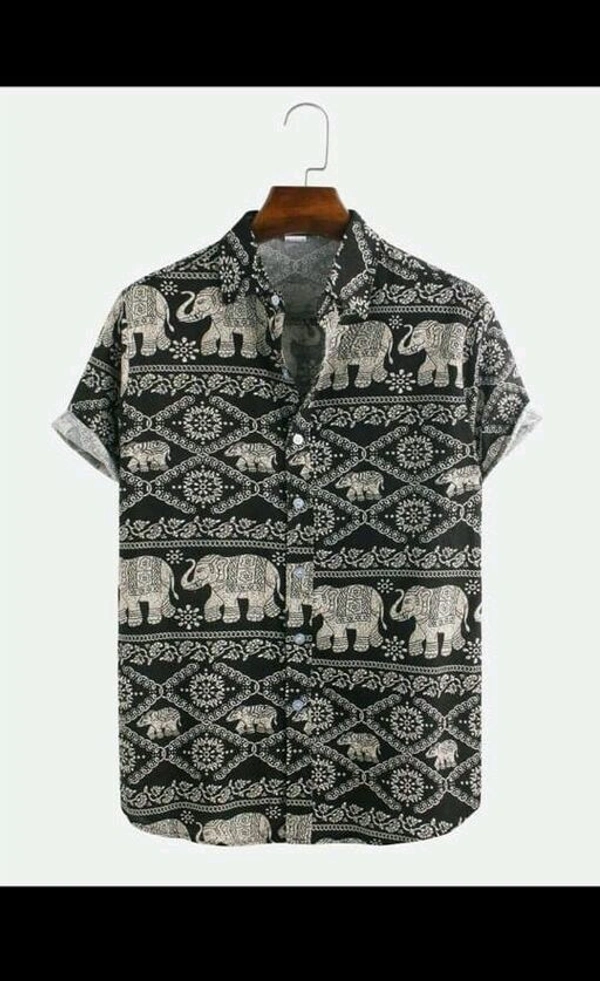 Stylish Fabulous Men Shirts Fabric Cotton BlendSleeve Length Short Sleeves Pattern Printed - Black, M (Chest Size: 38 in, Length Size: 28 in)