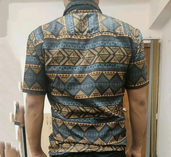 Stylish Fabulous Men Shirts Fabric Cotton BlendSleeve Length Short Sleeves Pattern Printed - Blue, M (Chest Size: 38 in, Length Size: 28 in)