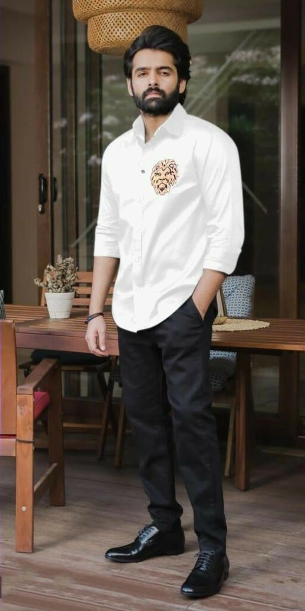 Stylish Designer Men Shirts Fabric Cotton Silk Sleeve Length Long Sleeves With Embroidered - white, M (Chest Size: 38 in, Length Size: 28.5 in)