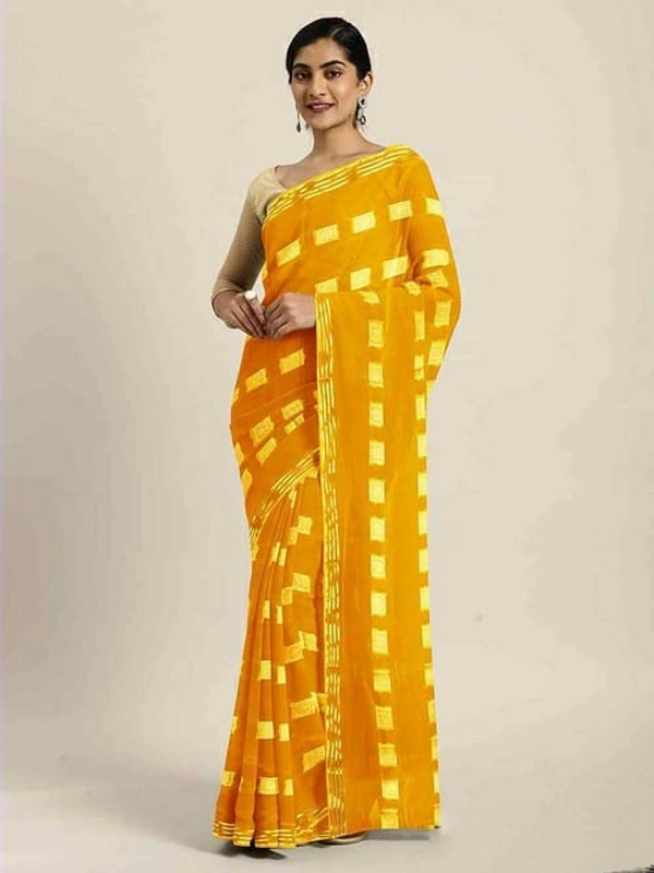 Yellow Chiffon Embellished Zari Border Party Saree  - yellow, NA