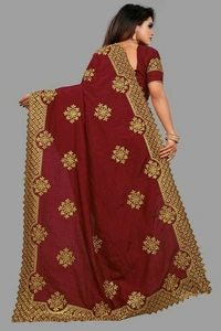 Dola Sill Fashionable Sarees With Blouse - Maroon, free Size