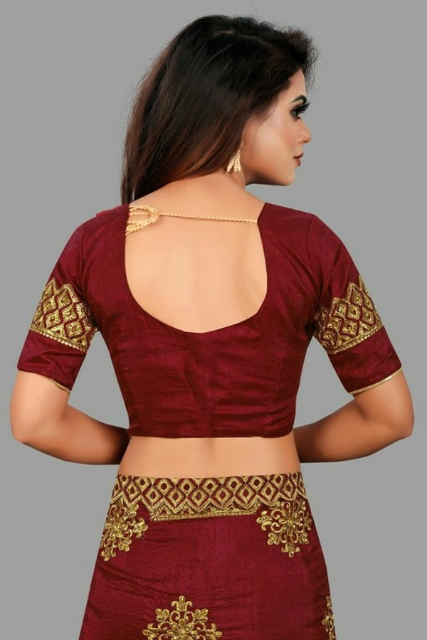 Dola Sill Fashionable Sarees With Blouse - Maroon, free Size