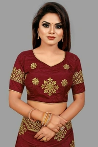 Dola Sill Fashionable Sarees With Blouse - Maroon, free Size
