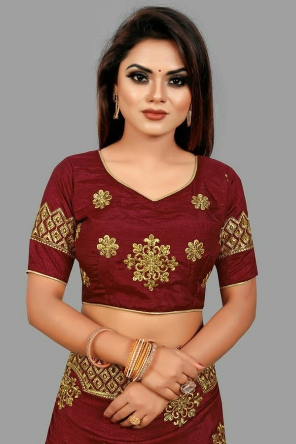 Dola Sill Fashionable Sarees With Blouse - Maroon, free Size
