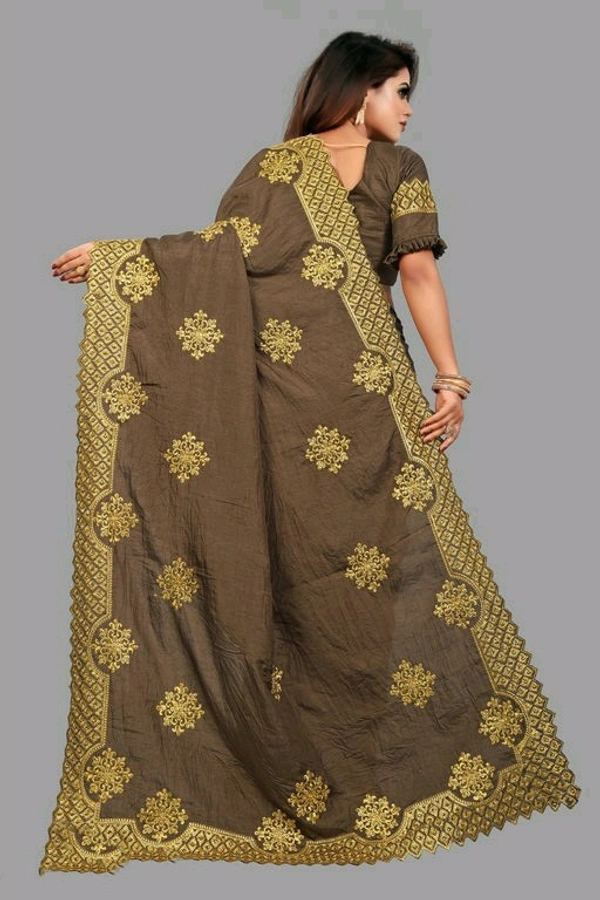 Dola Sill Fashionable Sarees With Blouse - Gray, Free Size