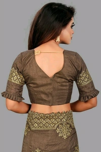 Dola Sill Fashionable Sarees With Blouse - Gray, Free Size