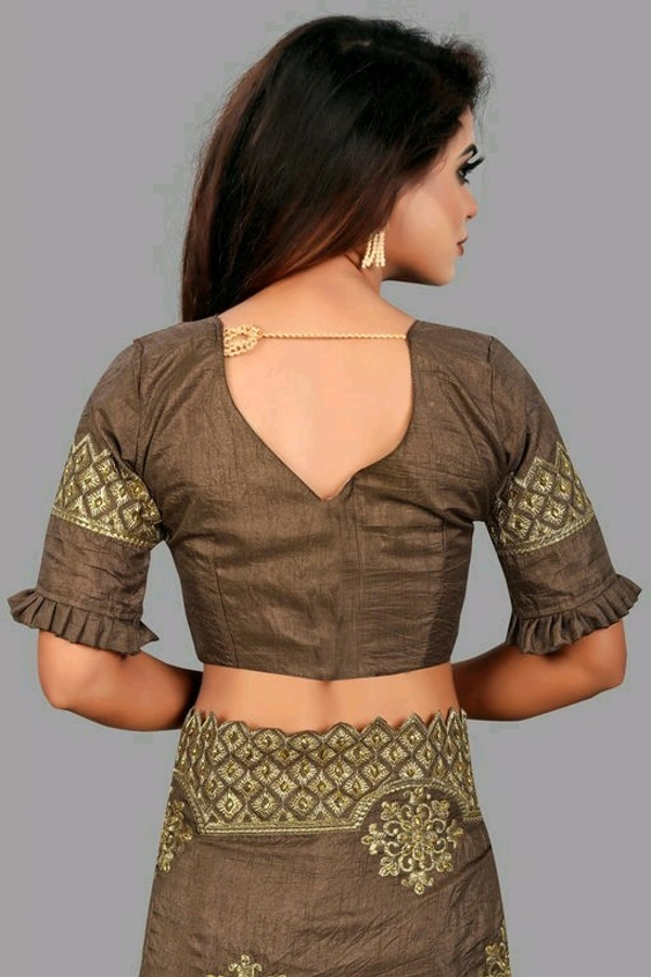 Dola Sill Fashionable Sarees With Blouse - Gray, Free Size