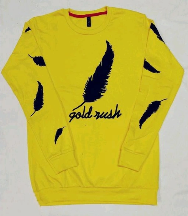 Cotton  Printed T-Shirt Long Sleeve - Yellow, XL