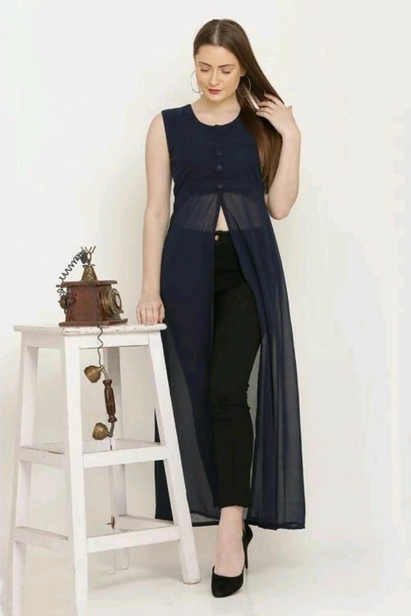 Georgette Midi Tops  - Xs, Blue