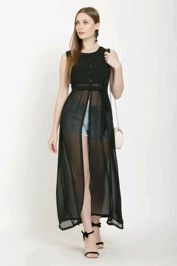 Georgette Midi Tops  - Black, Xs