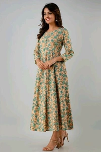 Women Printed Cotton Floral Kurta - XL, Peace