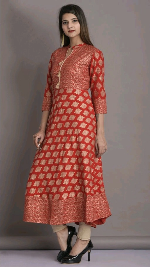 Women Printed Cotton Floral Kurta - XXL, Red