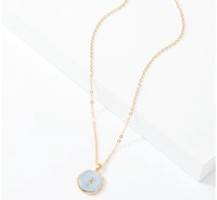 Moon and star décor irregular round charm necklace  - Grey